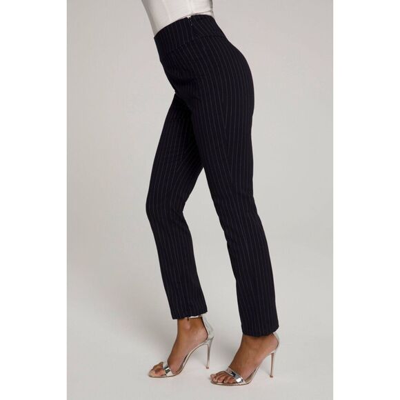 NWT Good American Women's Exec Straight Ankle Pants Black Pinstripe 6 - Picture 2 of 10